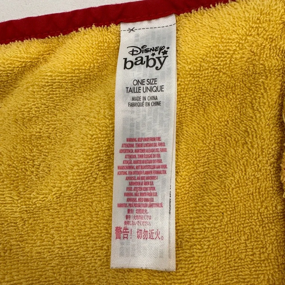 Disney Baby Winnie the Pooh Hooded Towel Kids OS Red Yellow Cotton Classic‎ Pooh